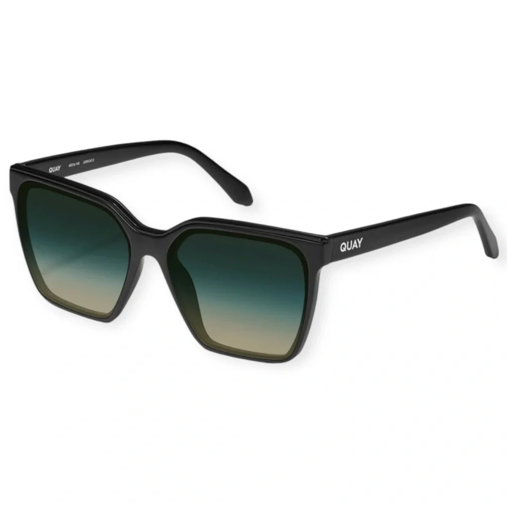 QUAY Level Up Sunglasses Matte Black Frame Palm Taupe Lens Oversized NWT