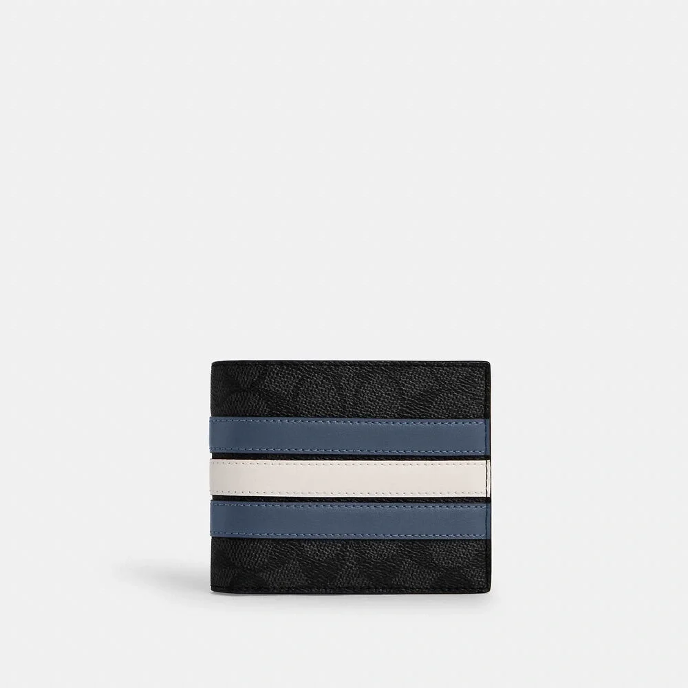 NWOT COACH Slim Billfold Wallet With Varsity Stripe 3004
