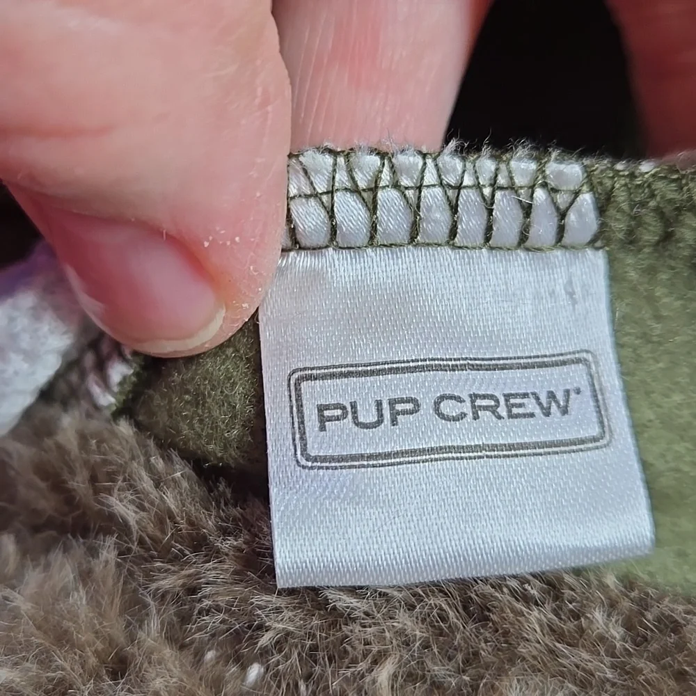 Doggy, Hooded Sweatshirt, Pup Crew, Front Pocket, Olive Green, Knit, Stretch