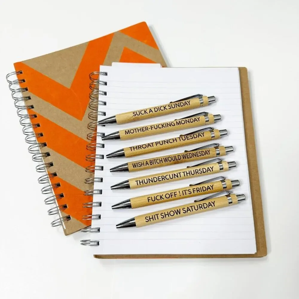 2/$30 New Sweary Wooden Pen Set - Curse Words Stationery
