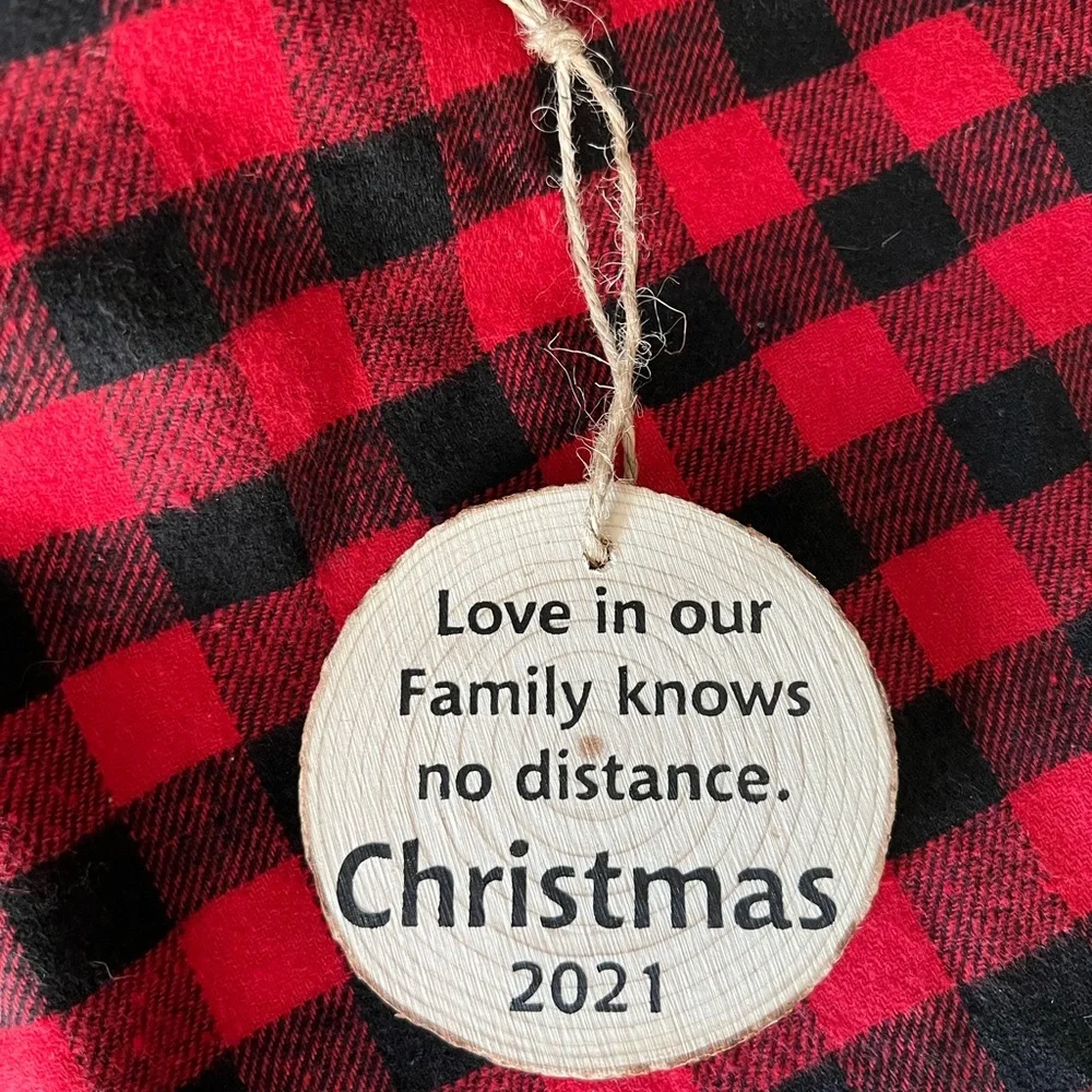 Handmade Long Distance Map Wooden Christmas Ornament