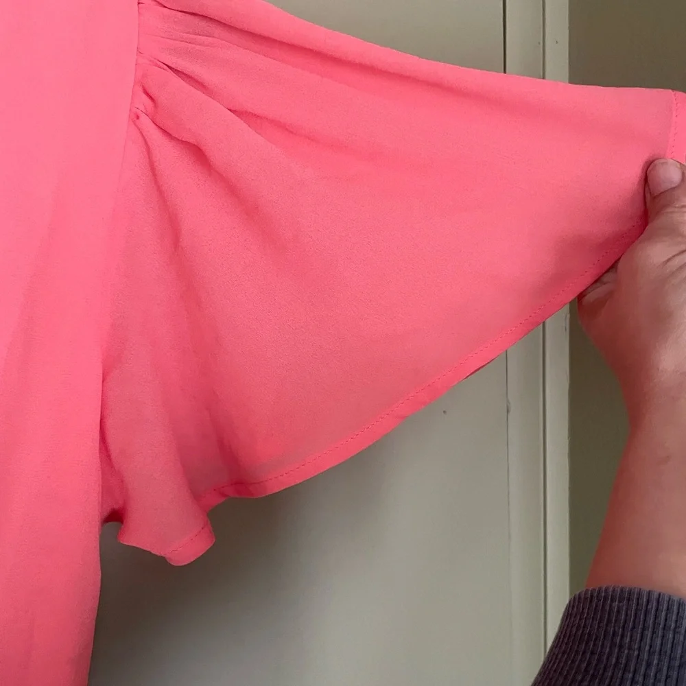 Abercrombie & Fitch Coral V-Neck Flutter Sleeve Wrap Dress Sz M