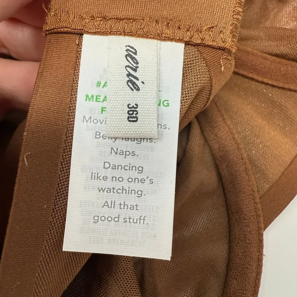Aerie Smoothez Unlined Underwire Mesh Balconette Bra In Brown Size 36D New