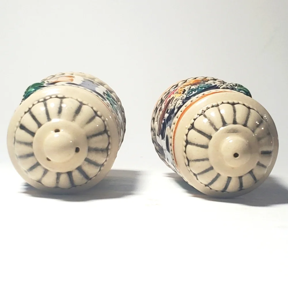 VINTAGE German Ceramic Beer Stein Shaped Salt & Pepper Shakers Hand Painted  EUC