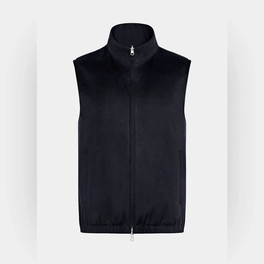 SUIT SUPPLY NAVY REVERSIBLE ZIP VEST