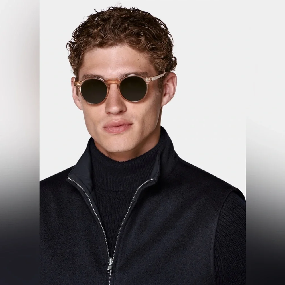 SUIT SUPPLY NAVY REVERSIBLE ZIP VEST