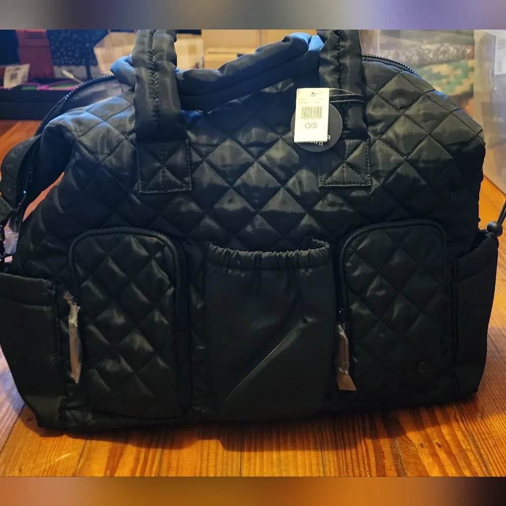 Samantha Brown Black Quilted Weekender Tote NWT