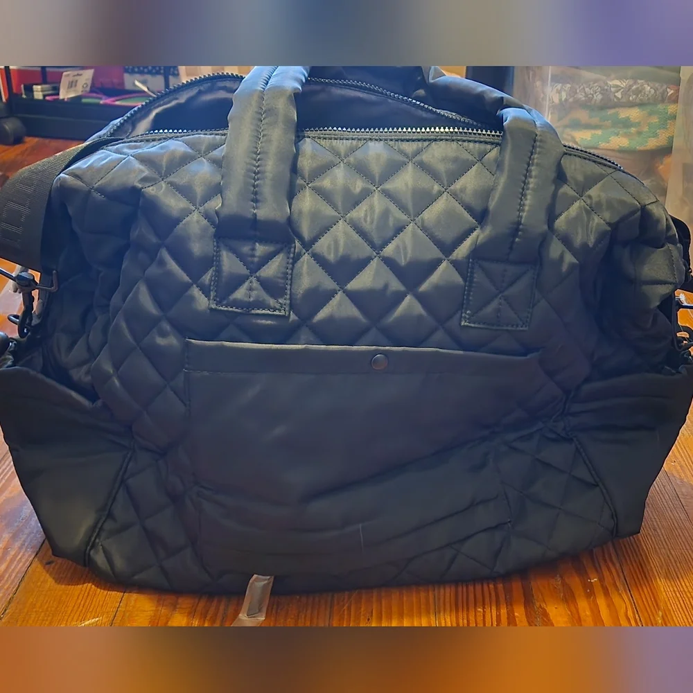 Samantha Brown Black Quilted Weekender Tote NWT
