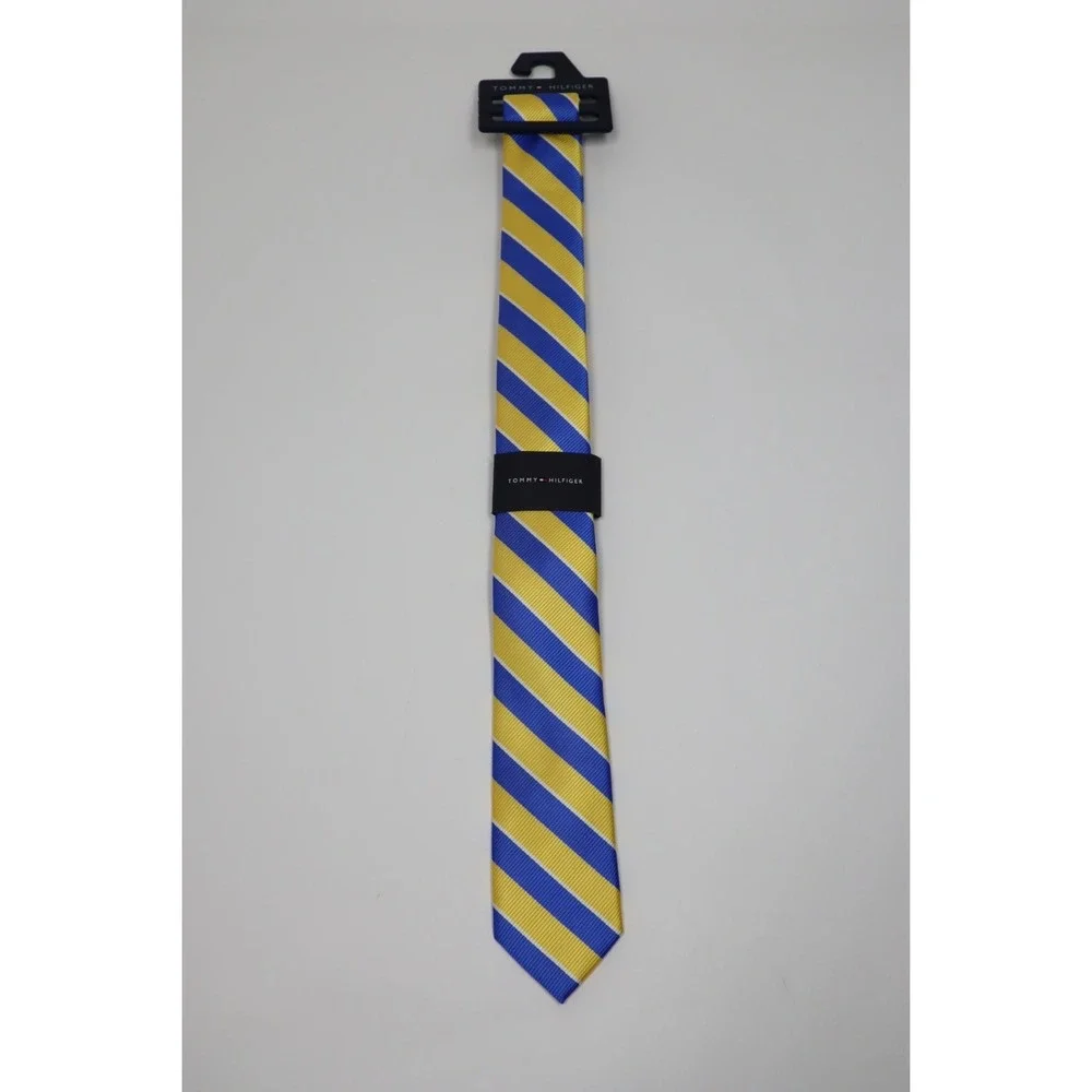 Tommy Hilfiger Boys Camden Stripe Tie - Yellow And Blue