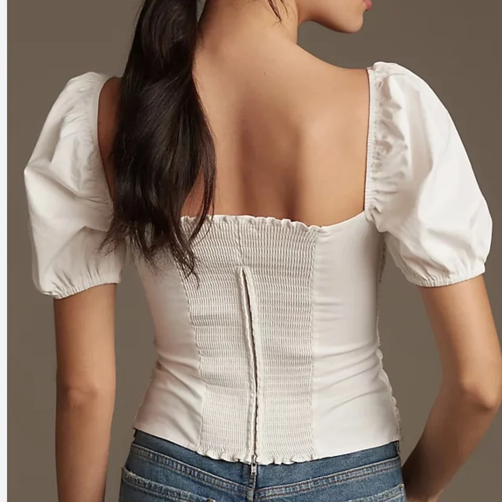 Reformation White Radish Puff Sleeve Blouse