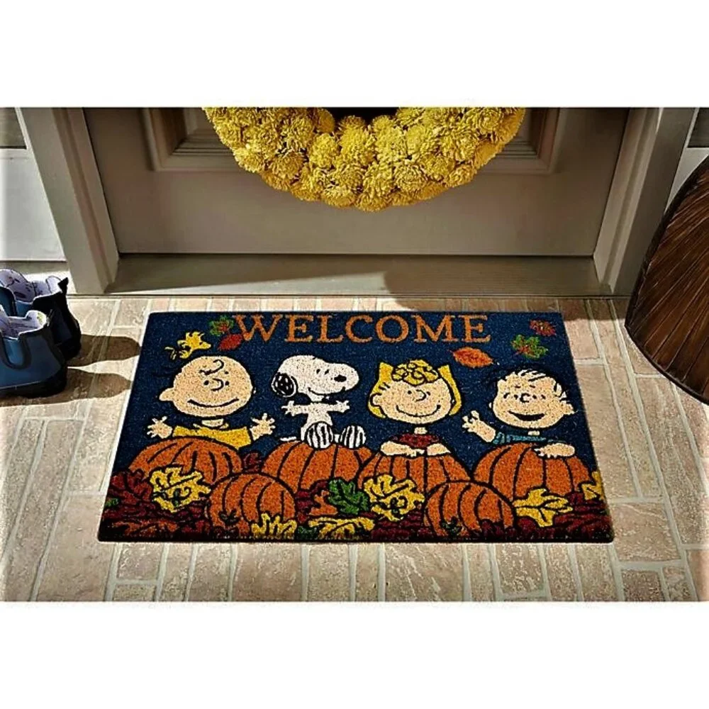 NWT Peanuts Gang Fall Autumn Welcome 18x30 Outdoor Mat Rug
