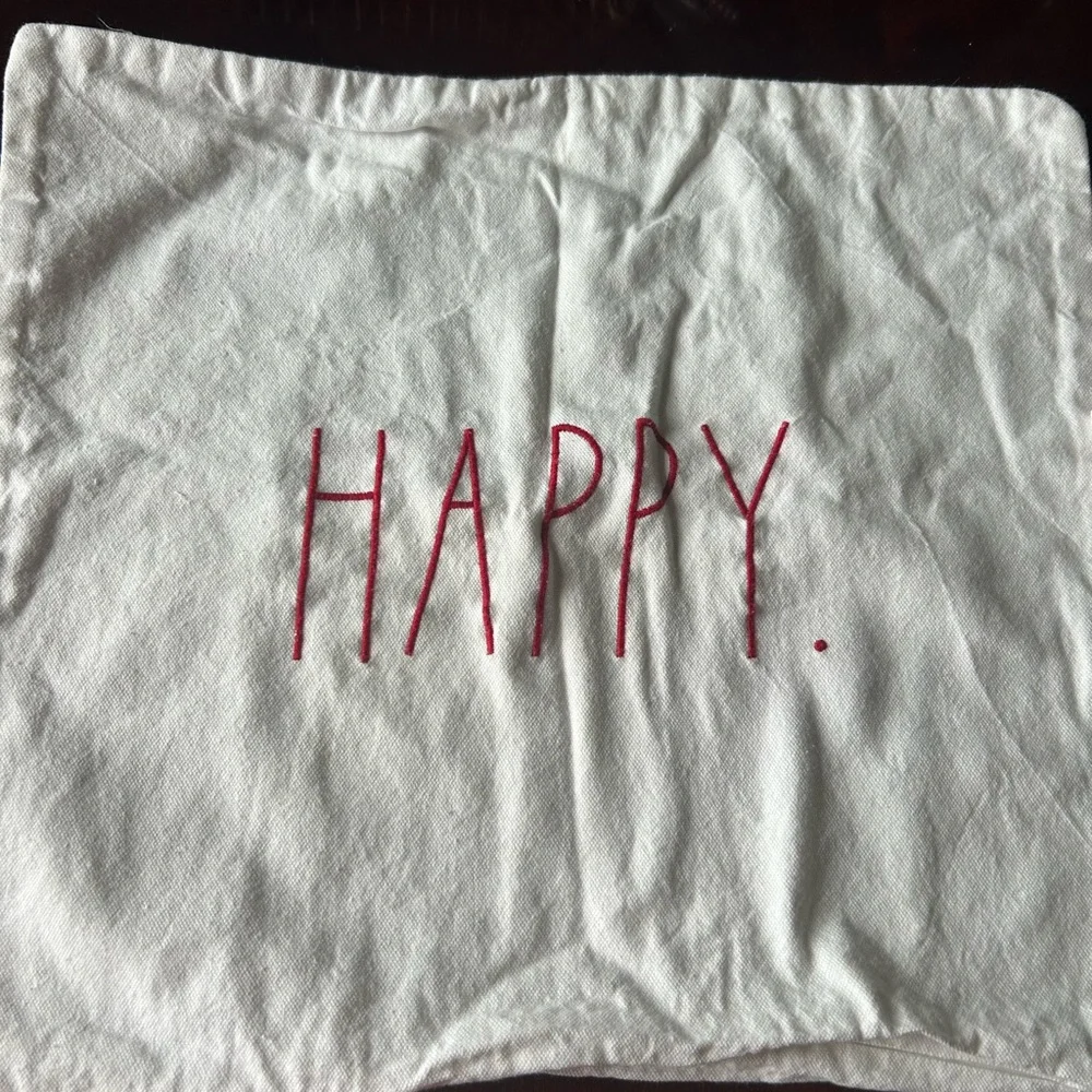 Rae Dunn Christmas pillow covers with red —Happy Holidays.