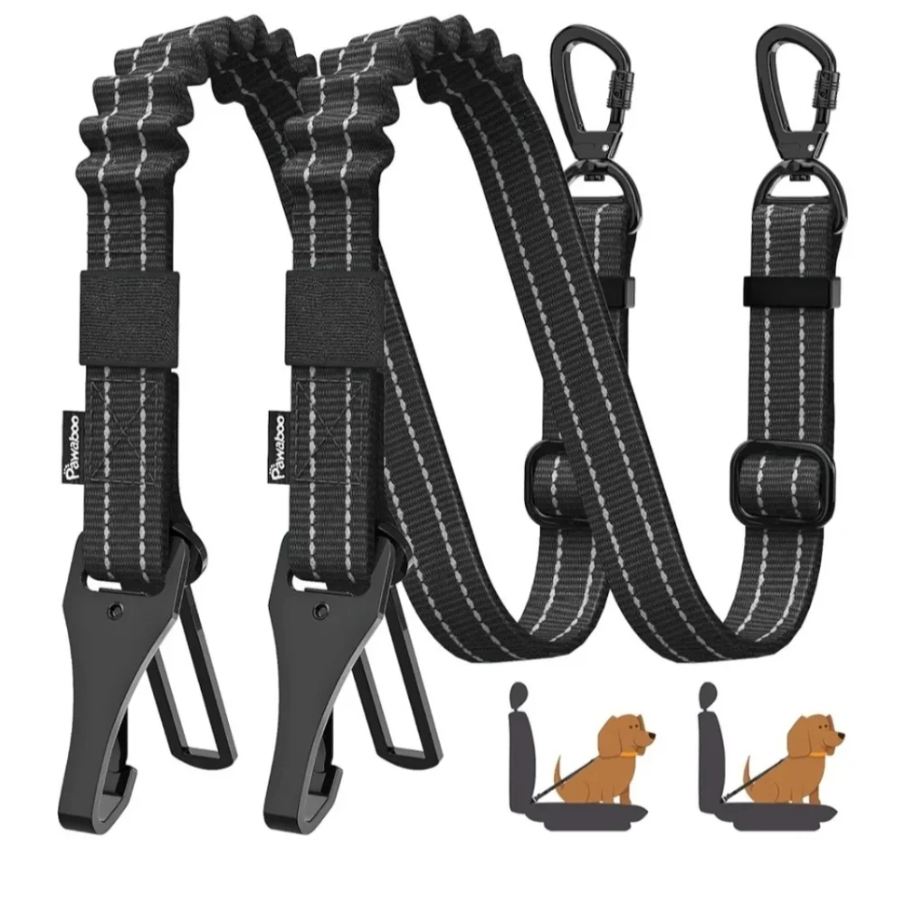 Black Adjustable Dog Seat Belt + 2 Pet Licking Mats