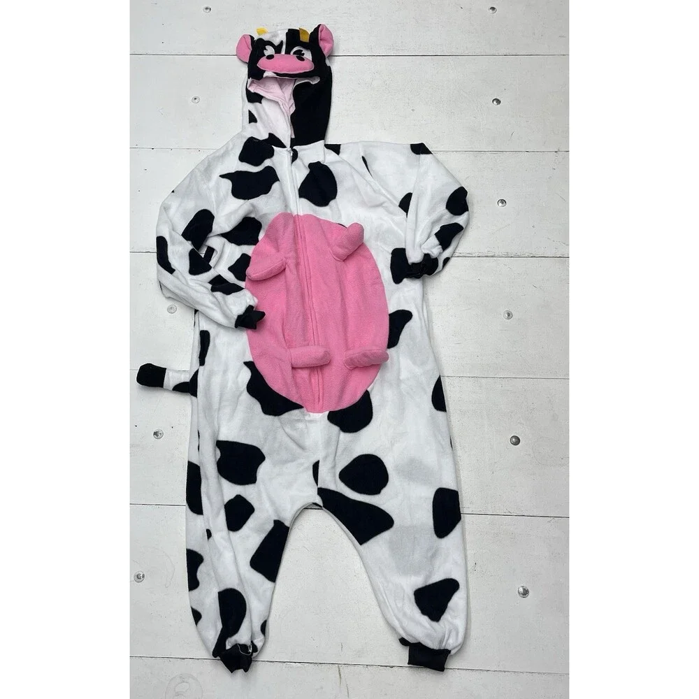 Black White Spotted Cow With Hood & Udders 1 Piece Halloween Women’s Size S NEW