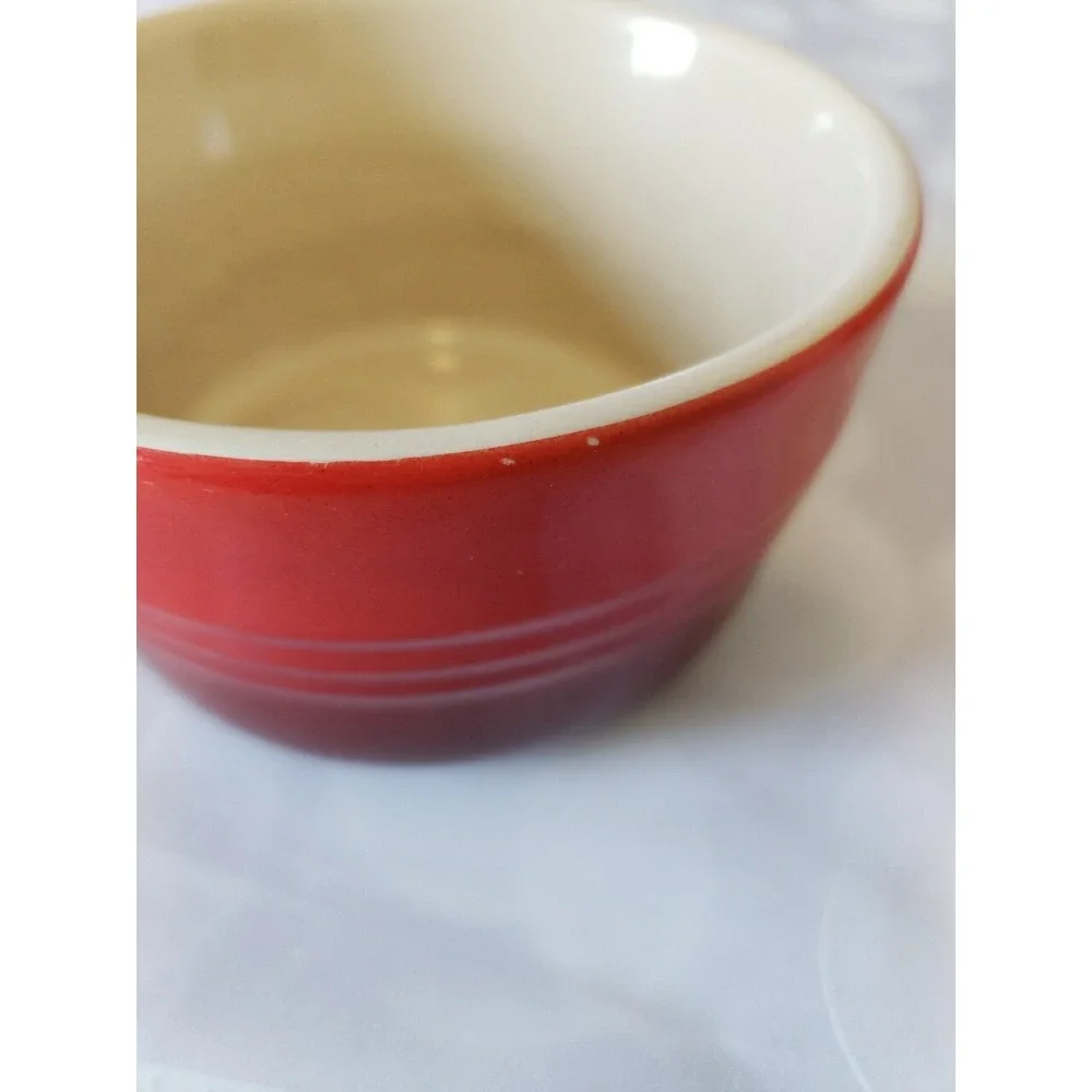 Le Creuset Custard Cup Ramekin Stoneware Set Of 2 Not Matching Red 11-03 & 15-16