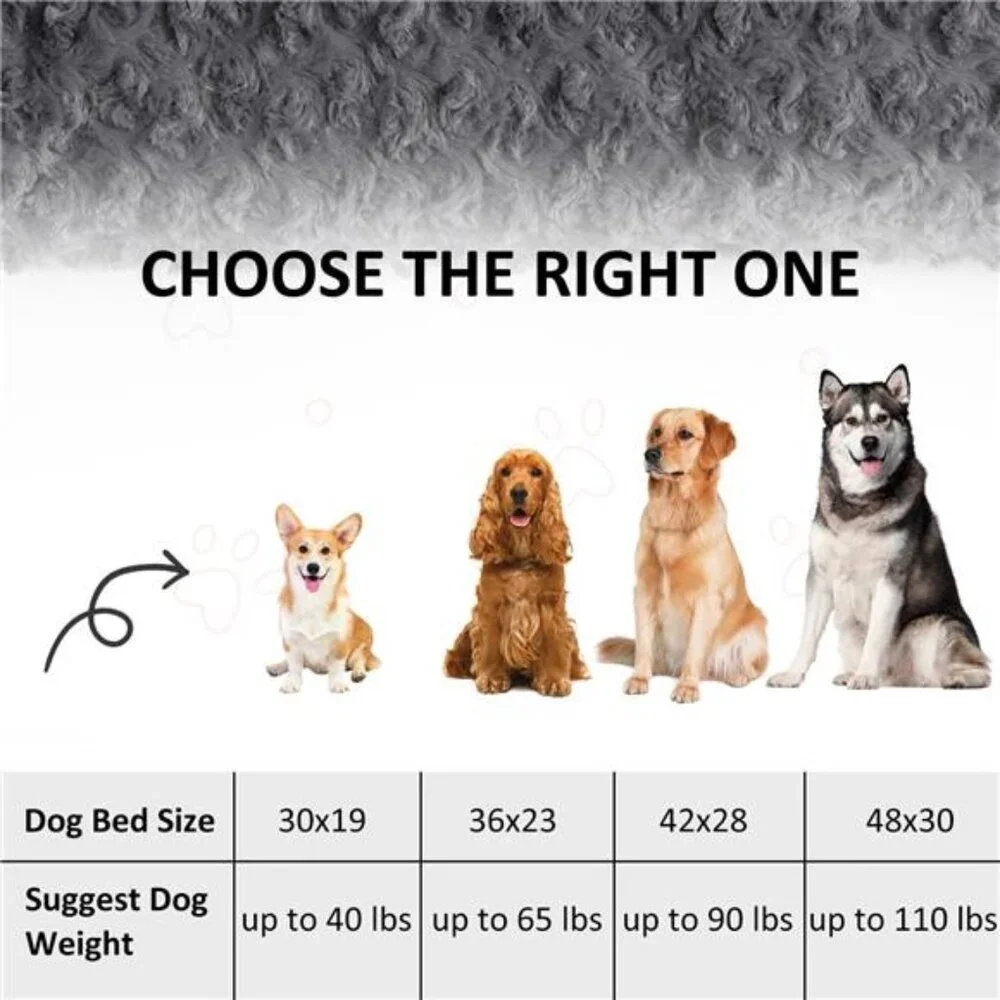 Large Dog Bed, Luxury Rose Velvet Pet Mattress, Washable Dog Mattress 36x23 in