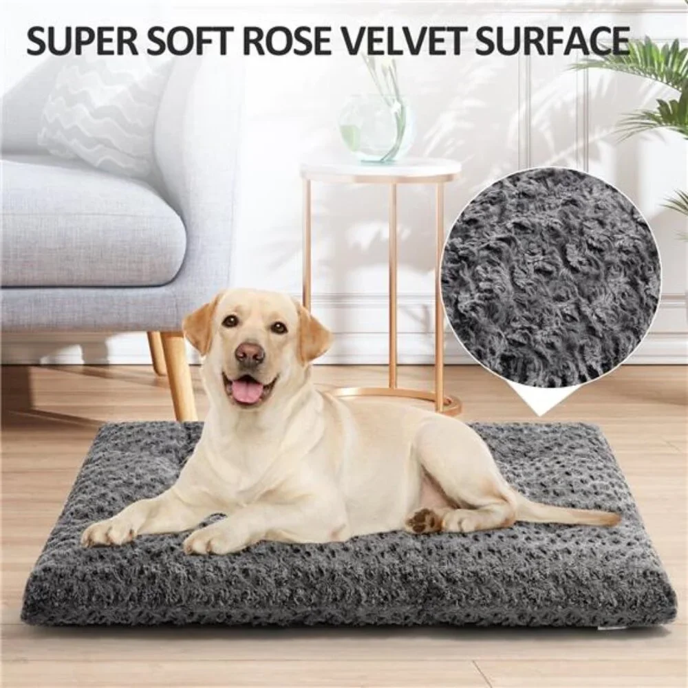 Large Dog Bed, Luxury Rose Velvet Pet Mattress, Washable Dog Mattress 36x23 in