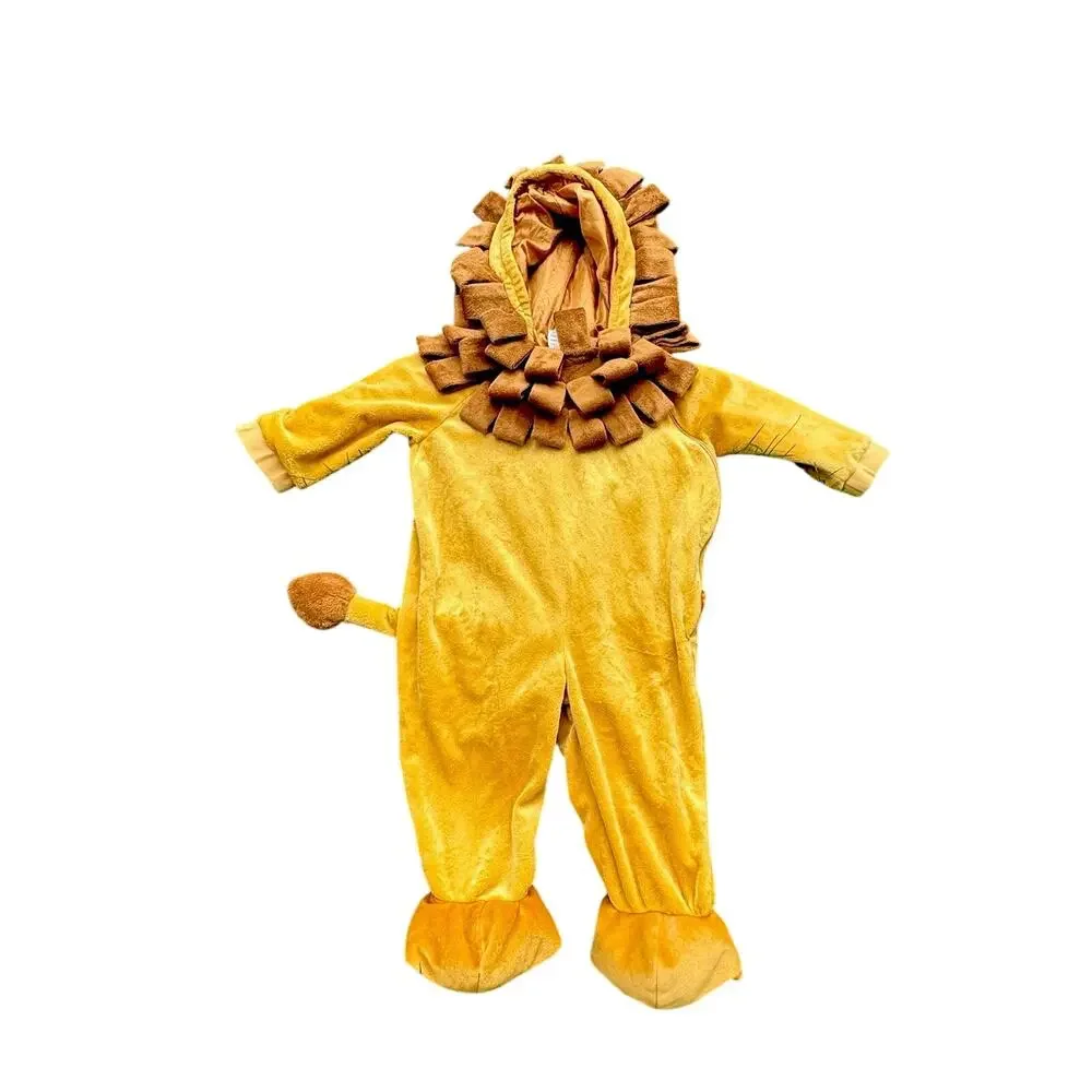 Lion Halloween Costume One Piece Zip-up With Hood Tail Size 12-24 Months