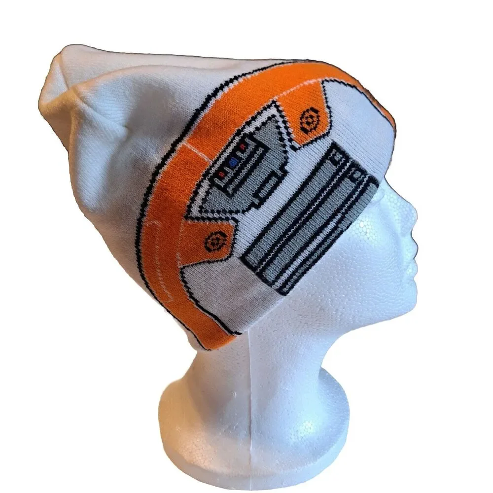 BB8 Star Wars White Orange Youth Beanie Winter Snow Hat Unisex One Size