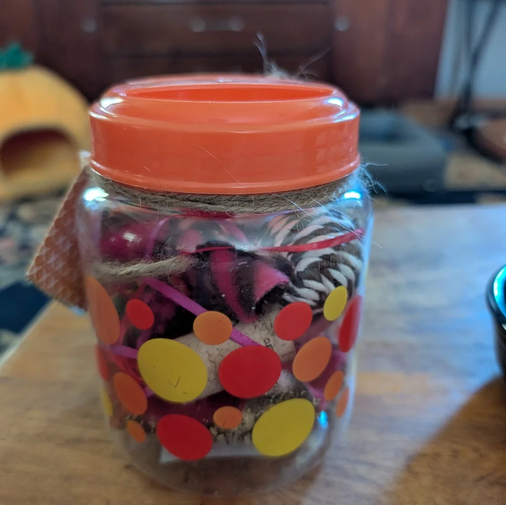 NWT Cat Toy Jar w/ Many Catnip Infused Toys- Toys Rechargeable In Sun Jar
