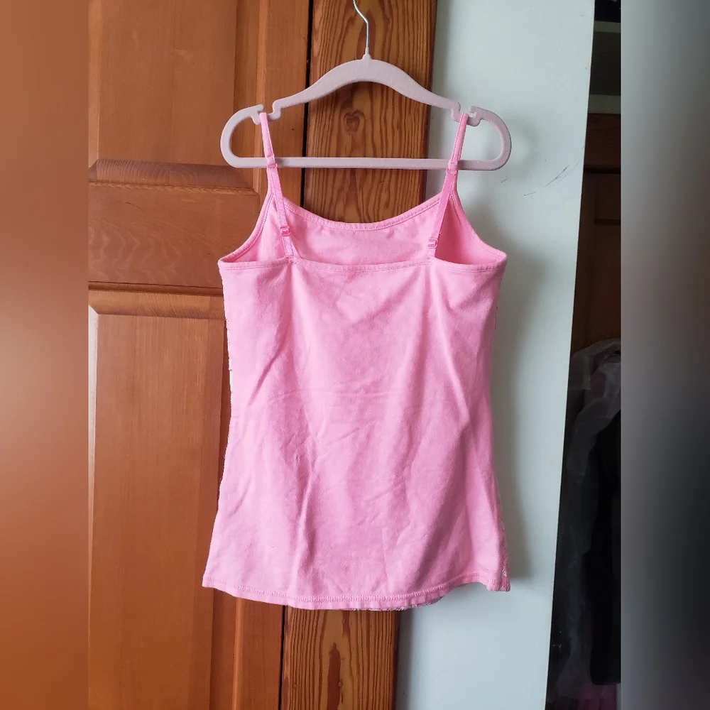 Nwot Justice Neon Pink Floral Lace Tank Top W Built In Bra 10 Girls