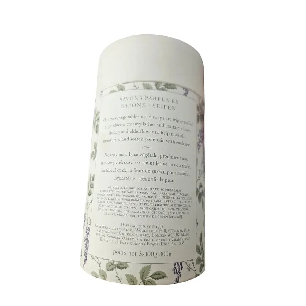 NEW Crabtree & Evelyn Sonoma Valley 3 Scented Bath Soaps 10.5 Oz Coastal