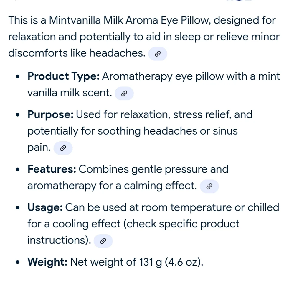Mint Vanilla Milk Aroma Eye Pillow