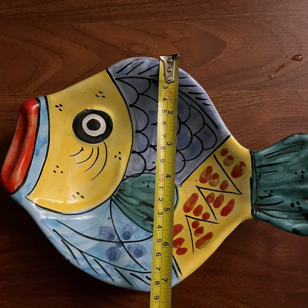 Desuir for Vietri Hand Painted Fish Dish Platter Ceramic Made In Italy Colorful