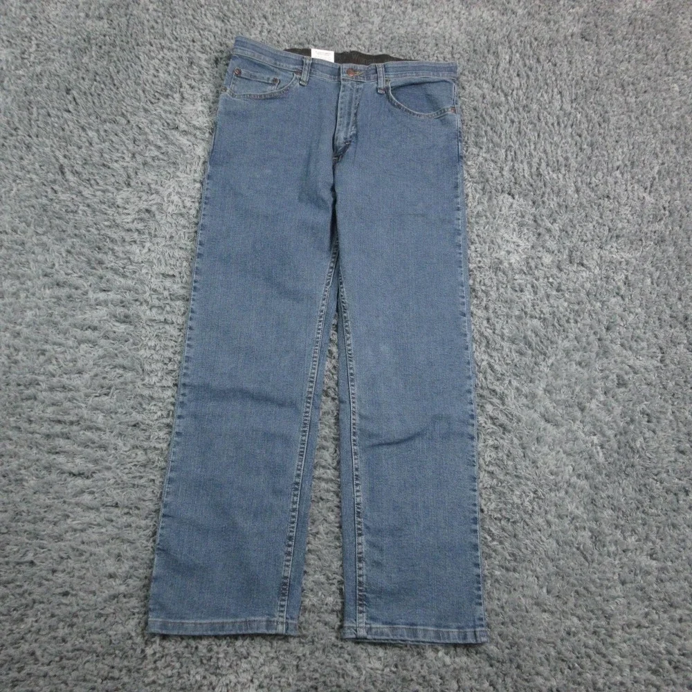 Wrangler Authentics Jeans Mens 34x30 Blue Denim Straight Leg Stretch 34x30* NWT