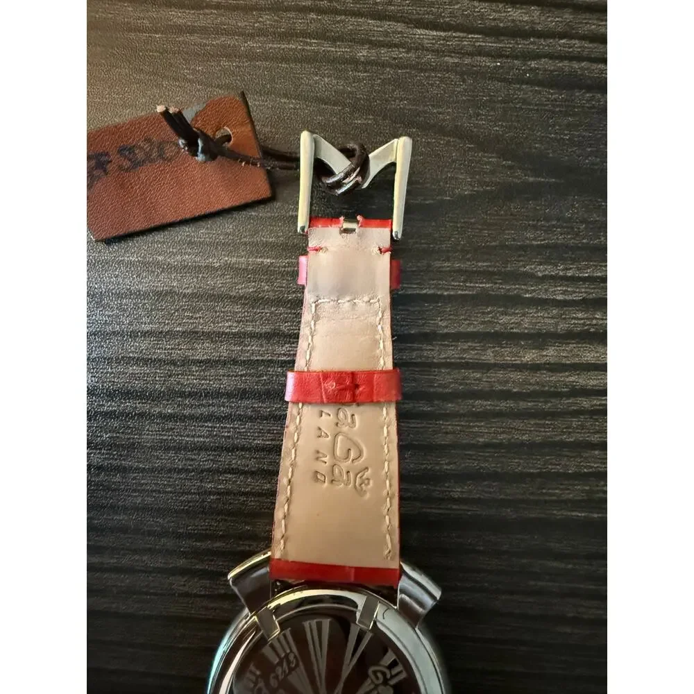 GaGa MILANO Quartz Red Leather Strap Manuale 40mm 5020.2 Black Dial
