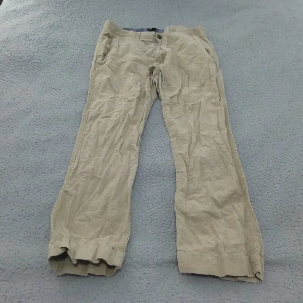 Banana Republic Pants Mens 35x30 Beige Linen Blend Chino Preppy Casual Straight