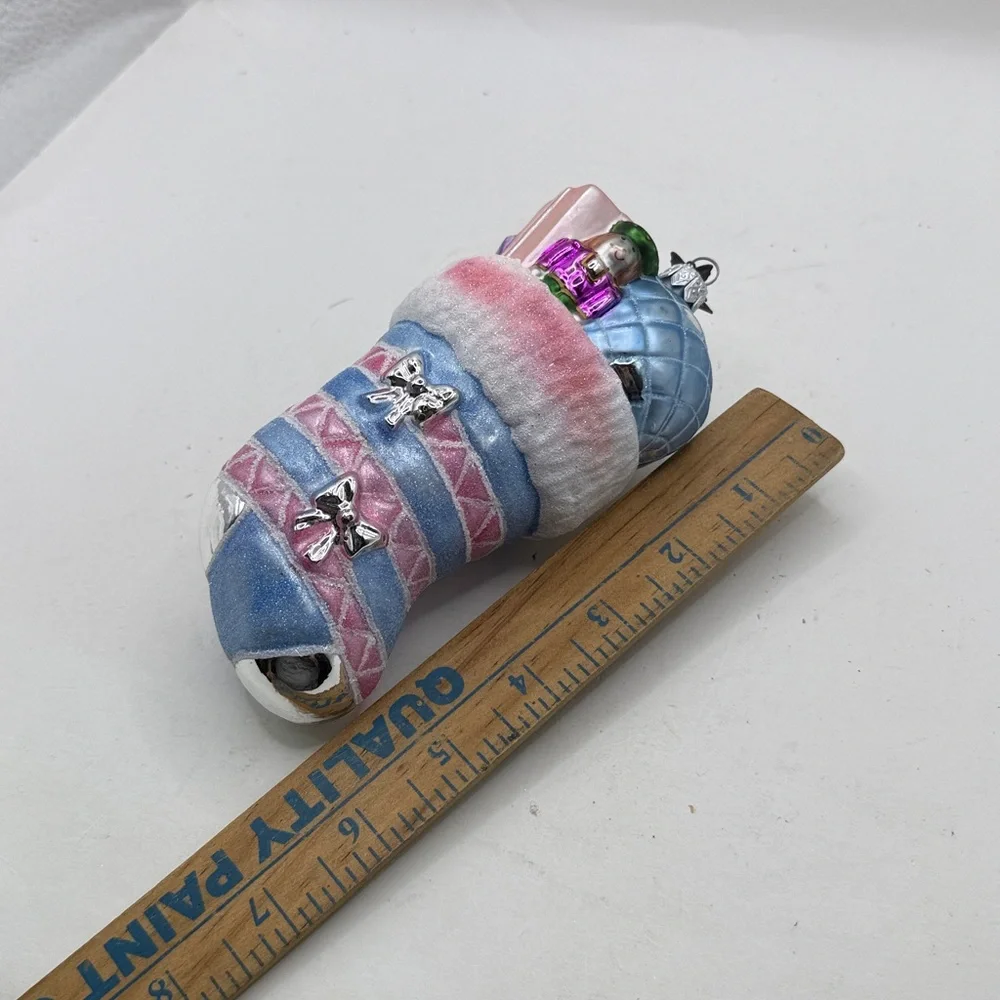 Neiman Marcus 2006 Stocking Glass Christmas Ornament Collectible Decor Presents