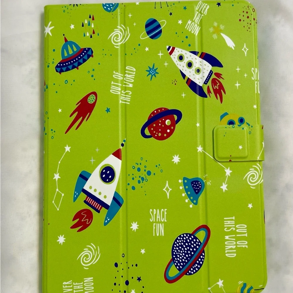Kids Green and Space Themed Universal Tablet Case Fits 7-11 inches