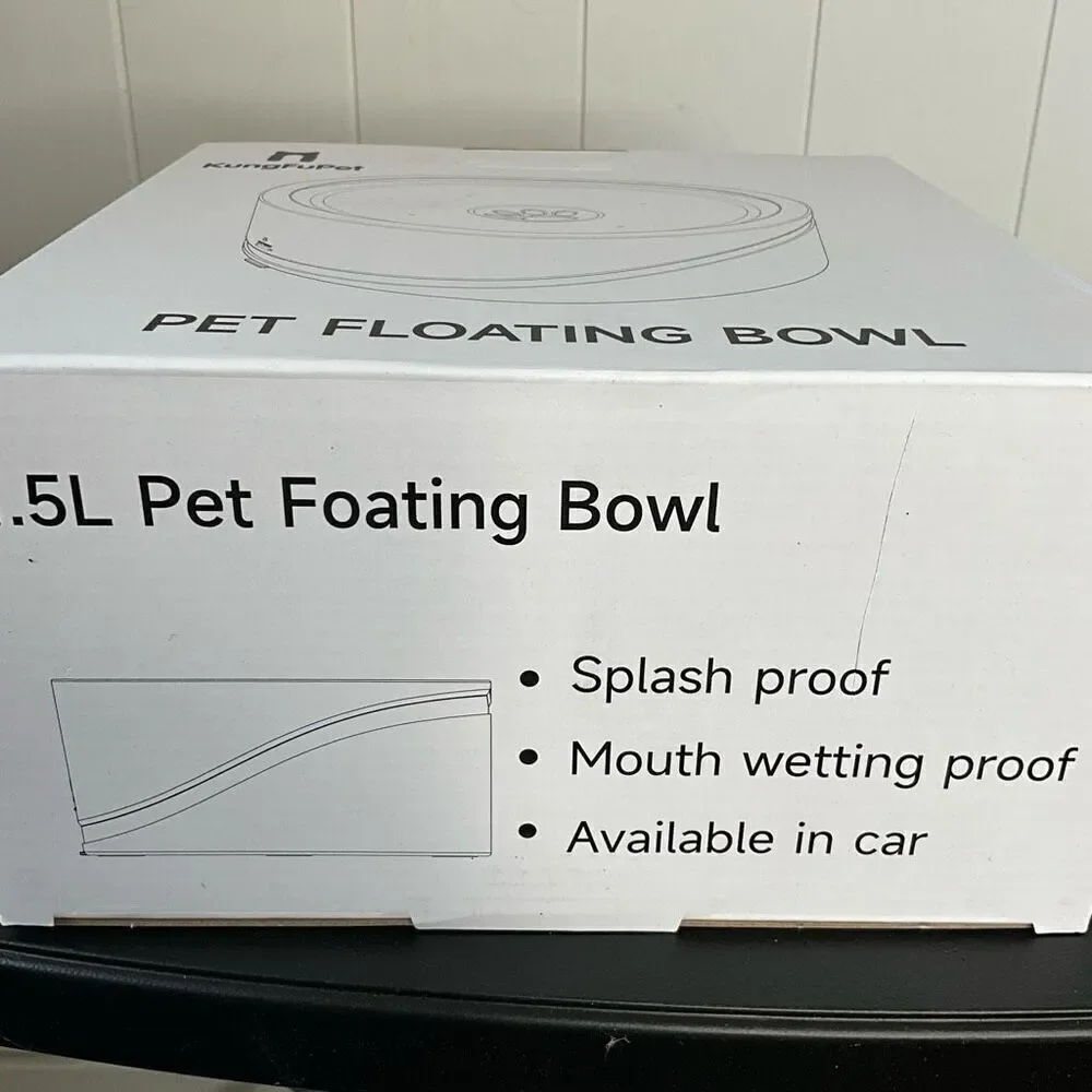 Kungfupet 1.5L Pet Floating Water Bowl Animal Cat Dog Splash Proof No Spill New