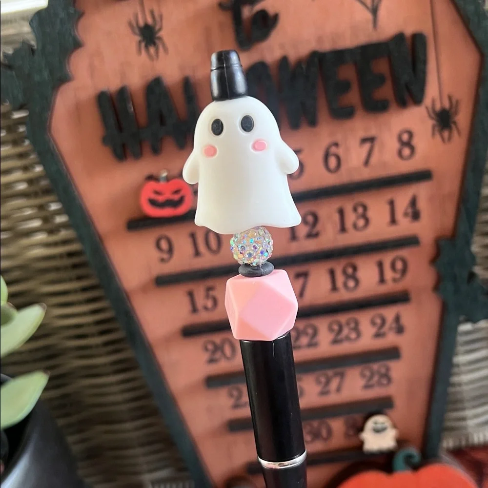 Cute Ghost Pen with Pink Accent
