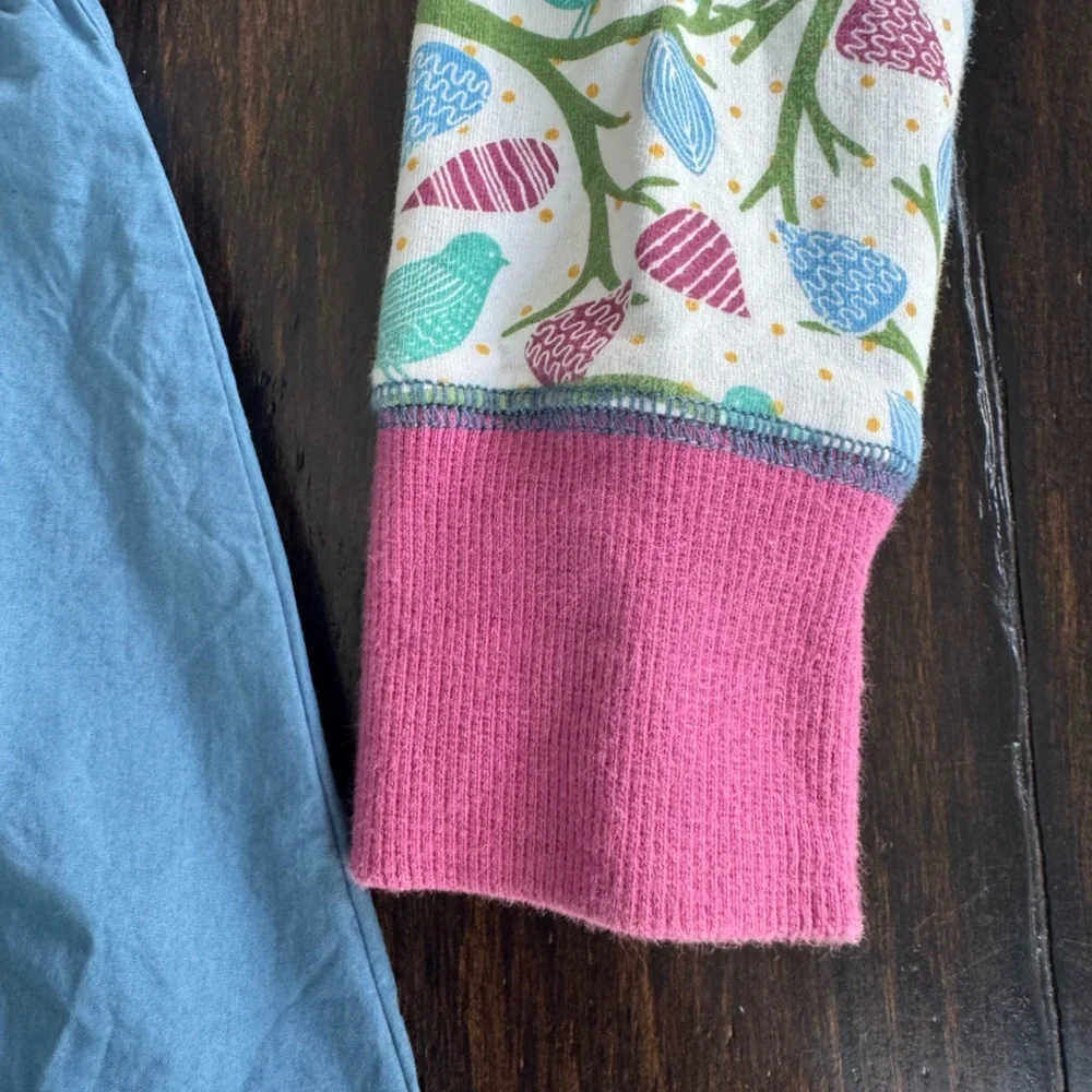 Matilda Jane Bird Print sweatshirt with ruffle overlay sz 6