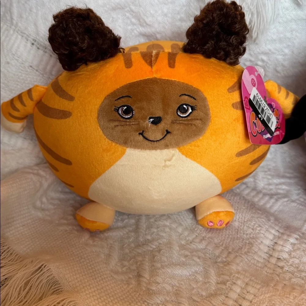Cuddles The plush orange kitty Ball and Adorable Plush Purple Angel Girl Ball