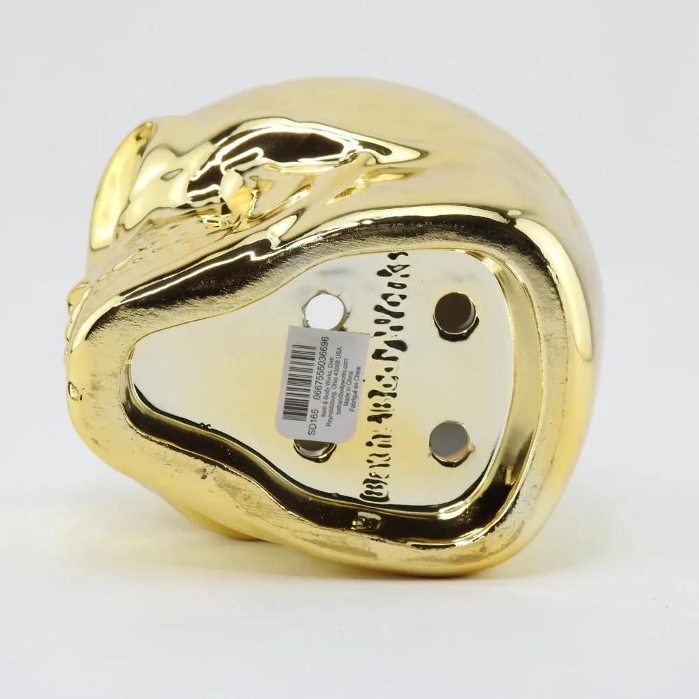 New Bath Body Works Gold Skull Soap Bottle Holder Golden