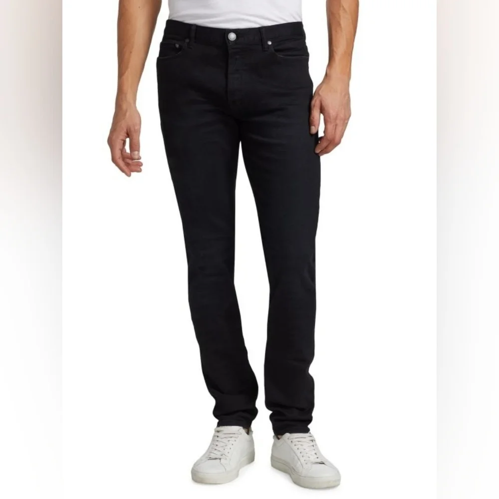 New John Elliott Jeans Men 28Wx33inseam Slim Fit Black 3-D selvedge Denim Japan