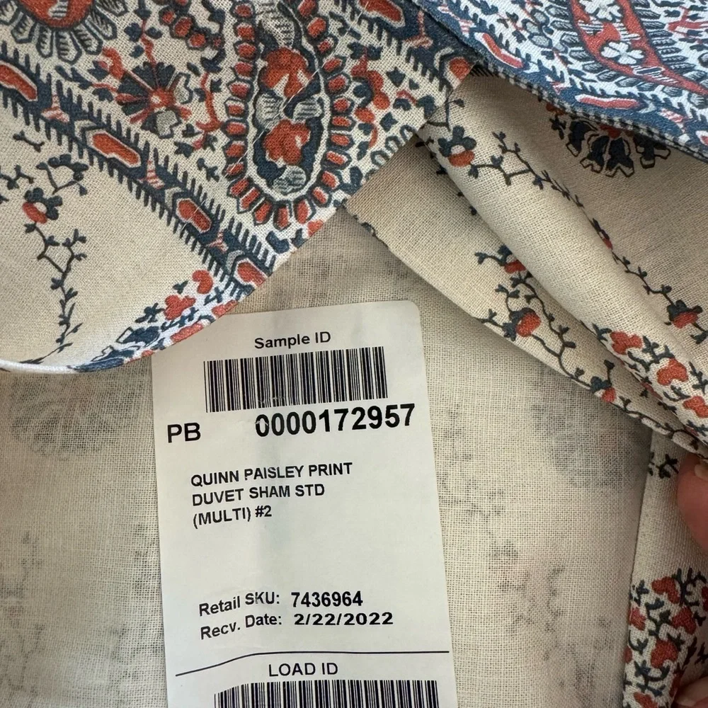 Pottery Barn Quinn Paisley Linen-Cotton Pillow Shams – 1 King & 1 Standard