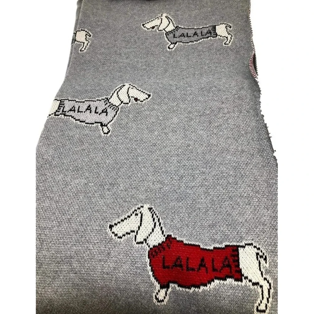 Love Sweater Knit Lalala Dachshunds 100% Cotton Throw Blanket 50x60 Red Doxies