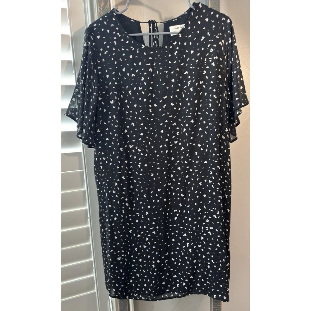 Cloth & Stone | Anthropologie Black Print Dress Medium short sleeve