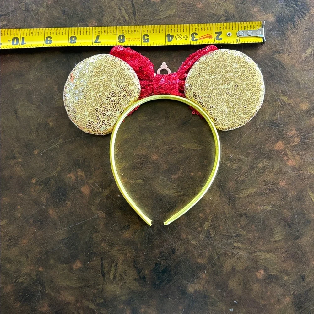 Sequin Princess Ears Headband - Red and Gold
