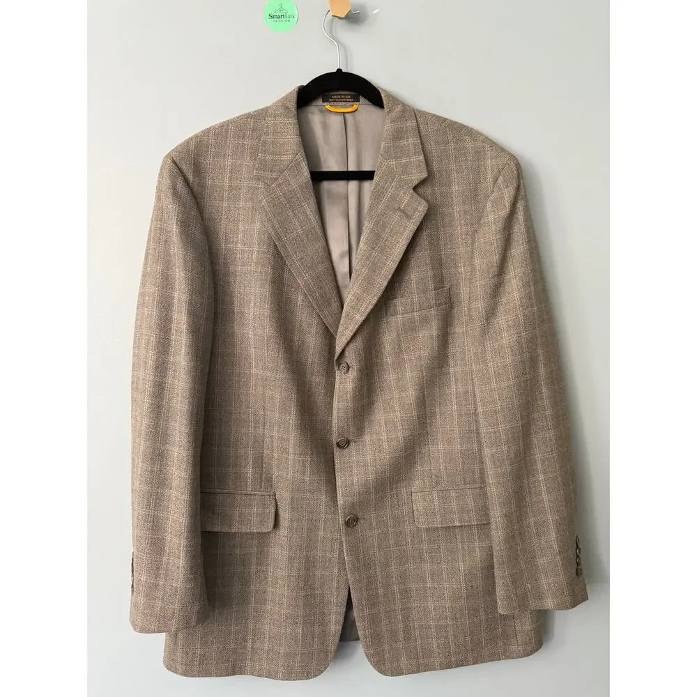 Vintage Lord & Taylor Men’s 44L Blazer – Wool Windowpane Check, Made in USA