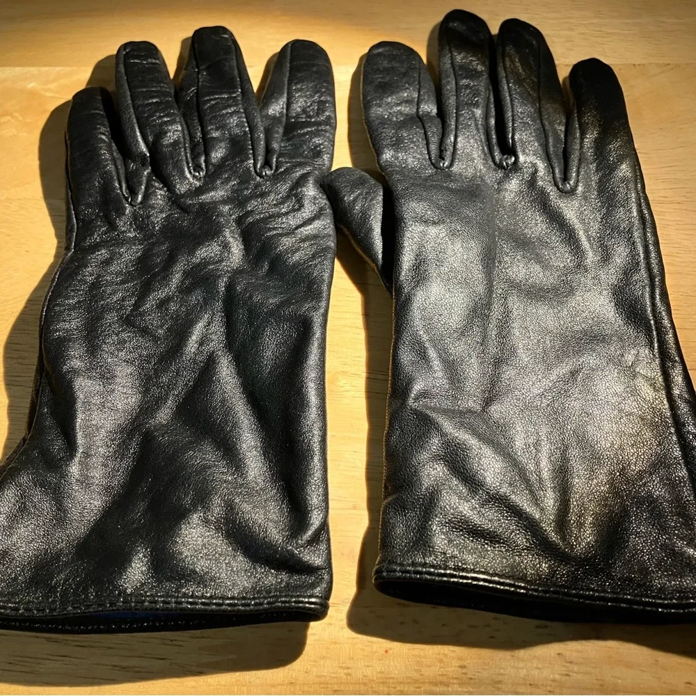 Calvin Klein Black Leather Gloves - size S