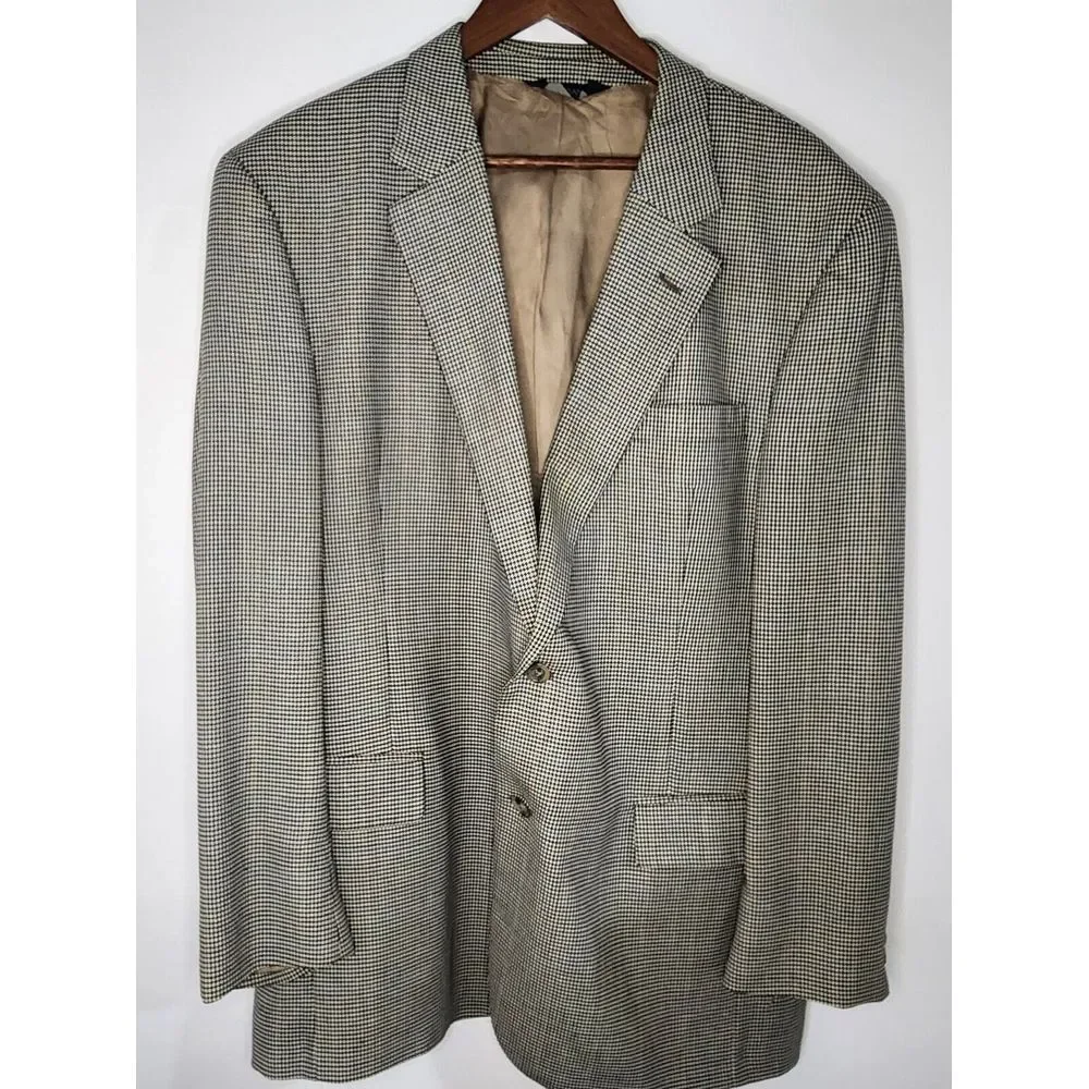 JOS.‎ A. BANK HOUNDSTOOTH SILK/WOOL BLEND BLAZER 44L