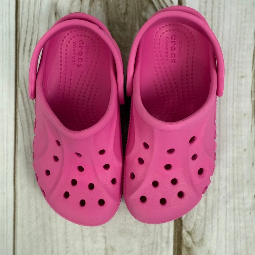 Crocs Kids Baya Clog Shoes Pink Classic Comfort Slip On 11C