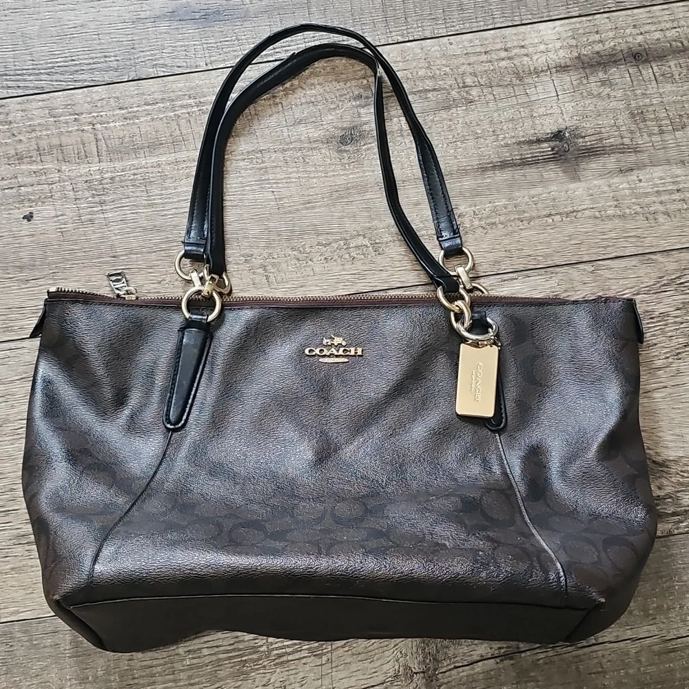 Coach Signature Coated Canvas Leather Ava Tote