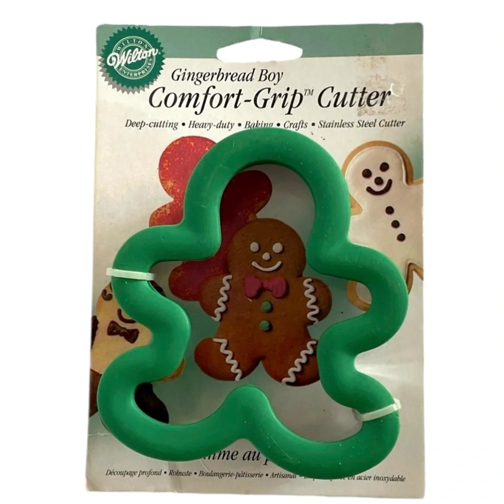 WILTON Cookie Cutter Gingerbread Boy / Ghost Comfort-Grip Oversized Green Silver