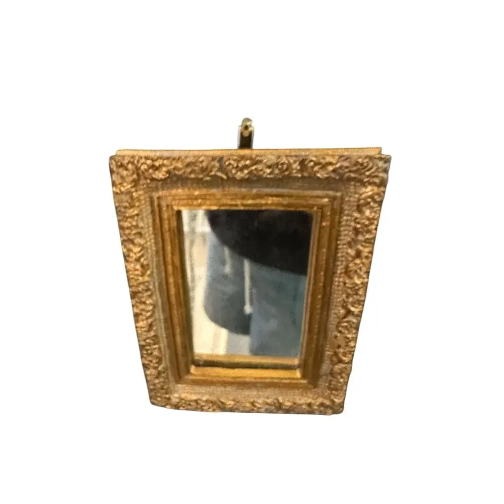 Vintage Ornate Gold Florentine Style Ornate Mini Square Mirror